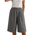thumbnail image 7 of Summer Shorts Women, Plus Size Loose Casual Knee-length Straight Leg Shorts, Comfortable Elastic Waist & Side Pockets, Ideal for Vacation, Backyard BBQs and Quick Errands Gray M, 7 of 7