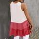 thumbnail image 4 of Playeras,Blusas y Tops,Ropa para Mujer Recortada camisetas sin mangas para las mujeres Mujeres Verano Casual Tank O cuello Sleeveless Top Long Ruffle Tank Top Long Top (Red, XXL), 4 of 5