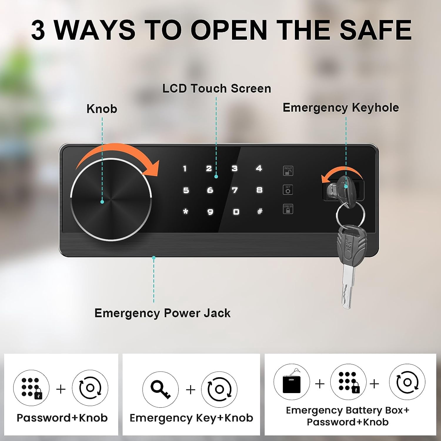 2.0 Cub Safe Box, Digital Home Safe with Two Removable & Adjustable Shelf, Safe for Home with Mute Mode & Dual Alarm, Money Safe Box with 4 Solid Living Bolts and Velvet Interior