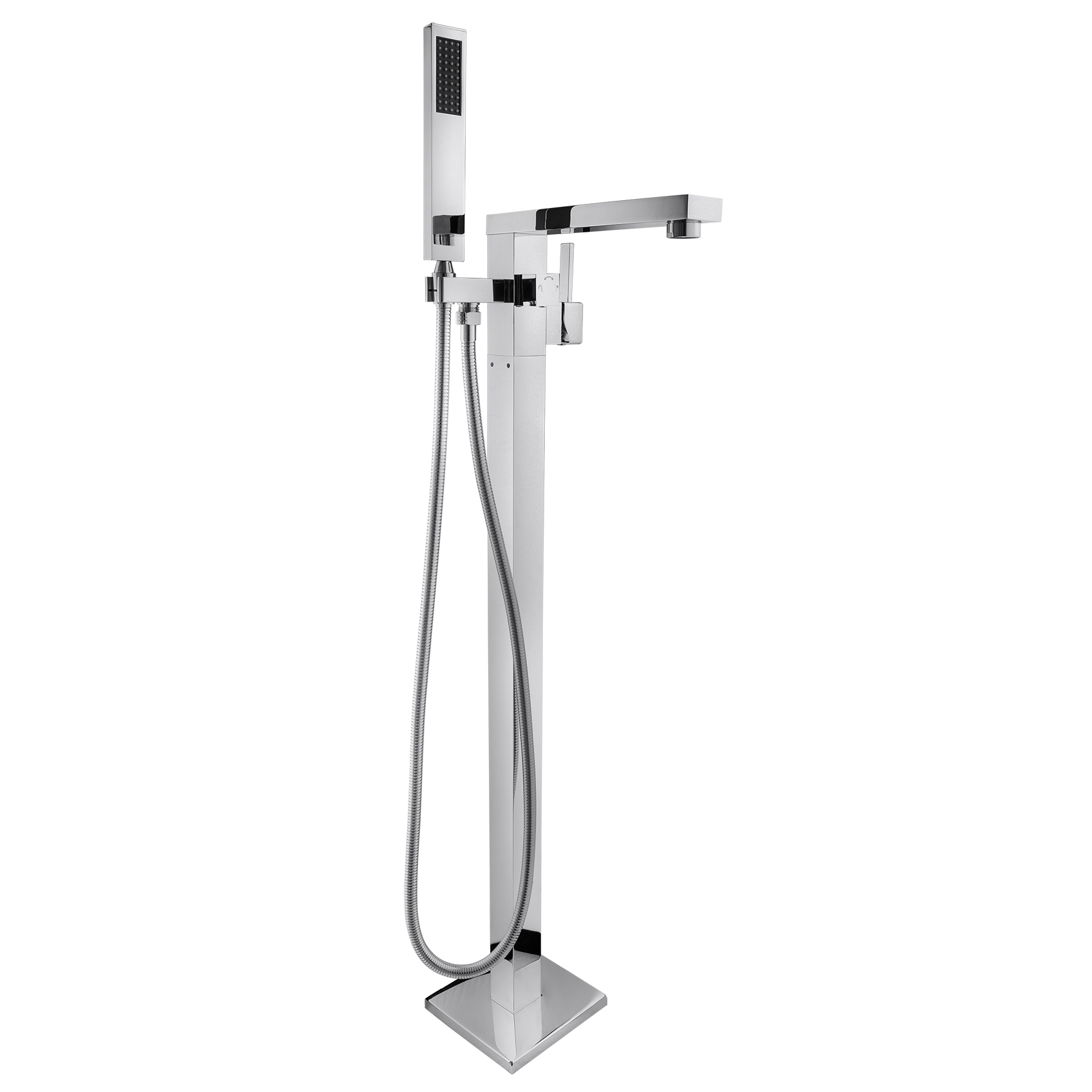 AKDY 34" Freestanding Bathtub Chrome Faucet Floor Mount Tub Filler Handheld Bath Wand Shower