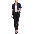 thumbnail image 2 of INSPIRE CHIC Women's Casual Shawl Collar Open Front Cardigan Short Sleeve Work Office Suit Blazers XL Navy Blue, 2 of 7