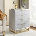 thumbnail image 2 of Nightstand with 4 Drawer Bedside Table [Golden Handle] [Golden Base] [Diamond Style] for Bedroom, The Living Room, 2 of 6