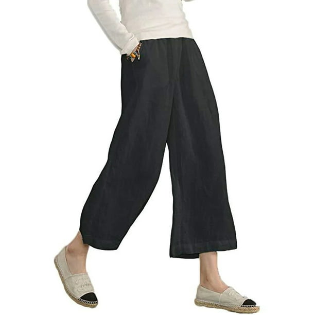 Women Cotton Dance Pants Wide-Leg Trousers High Waist Culottes Stage  Costume 
