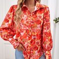 thumbnail image 3 of Camisa Superior Blusas femeninas Tops Casual Impreso Elegante Cómodo Turndown Collar Streetwear Traje Cgtredaw L Rojo para Mujer, 3 of 6