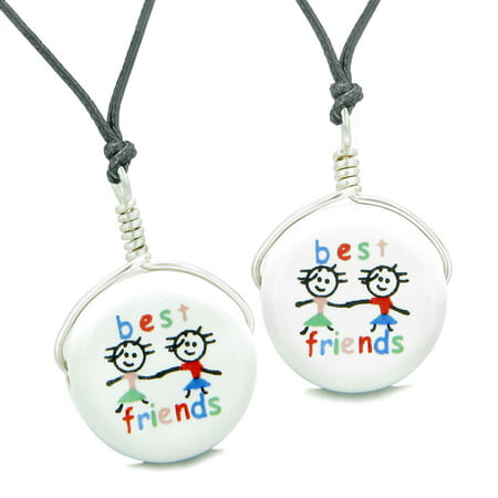 Love Couples or Best Friends Positive Powers Set Cute Ceramic Lucky Charm Amulet Adjustable