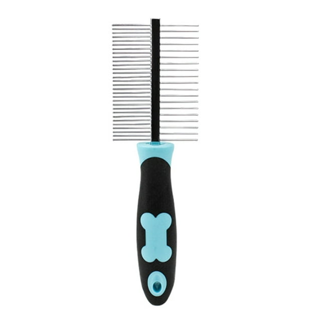 Pet Products Dog Bone Pattern Double Comb Steel Needle Comb Dog Comb Pet Hair Removal Comb Rain Cover Dog Bike