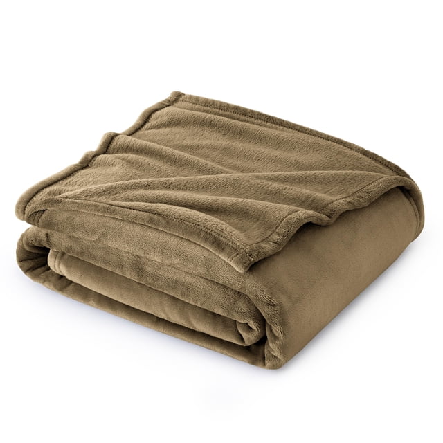 Manta de forro polar, tamaño doble, 150 x 200 cm, camel, 300 g/m²