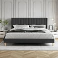 thumbnail image 2 of AUFANK King Bed Frame Upholstered Platform with Wooden Slats, Noise-Free, Black, 2 of 6