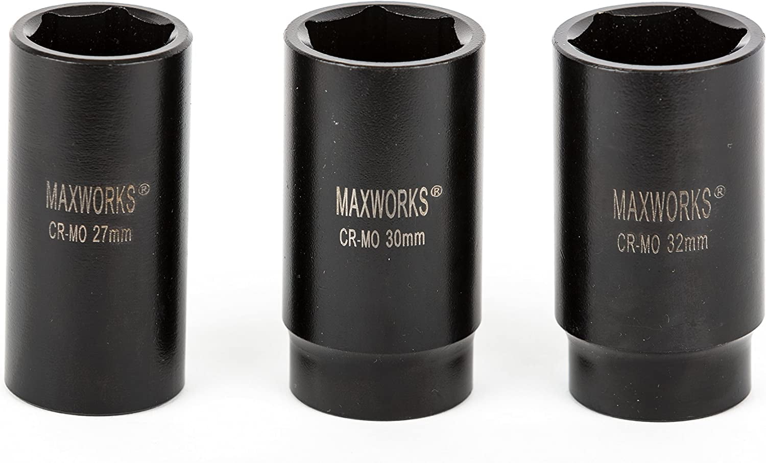 MaxWorks 80783 13-Piece 1/2" Drive Metric Impact Socket Set With Laser Etched Size Marking