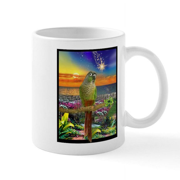 CafePress - Green Cheeked Conure Star Gazer Mugs - 11 oz Ceramic Mug - Novelty Coffee Tea Cup