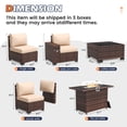 thumbnail image 6 of Techmilly Patio Furniture Set with Fire Pit Table, Outdoor Patio Sofa Set With Wide Armrest, All-Weather Wicker Rattan Guest Set With Cushion And Glass Table And Waterproof Cover, Brown&Khaki, 6 of 8