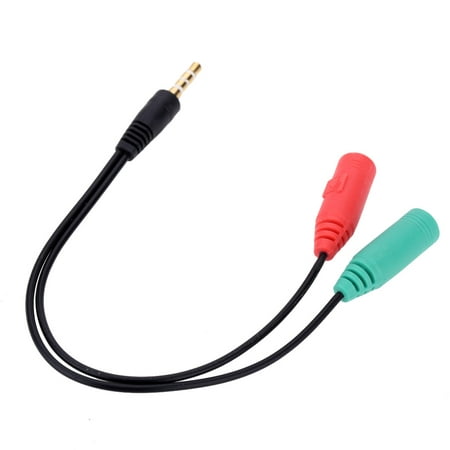 Portable 4 Segment 3.5mm male to Dual 3 Segment Female Audio Cable Audio Line Connect Microphone Headset Earphone Headphone Laptop
