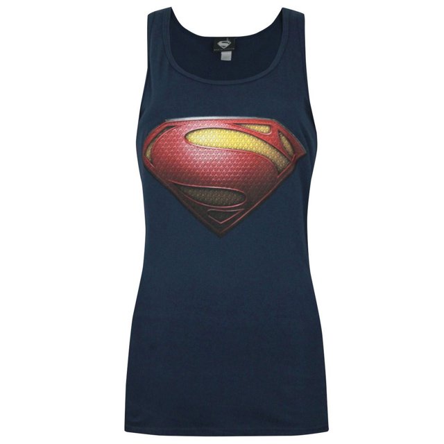 Superma - Camiseta sin mangas con logo de El hombre de acero para mujer (Azul)