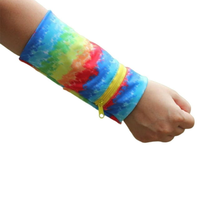 CSChome Bracelet de Course, Bracelet d'Entraînement, Absorption de la Sueur, Grande Capacité, Design avec Poche, Fermeture Éclair, Pochette en Polyester