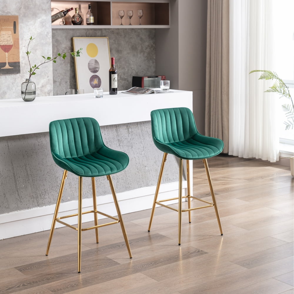 Modern Adjustable Counter Height Bar Stools with Velvet Upholstered, Tufted  High Back, Ring Pull, Chrome Golden Base, Set of 2, Blue - China Furniture,  Banquet Chair