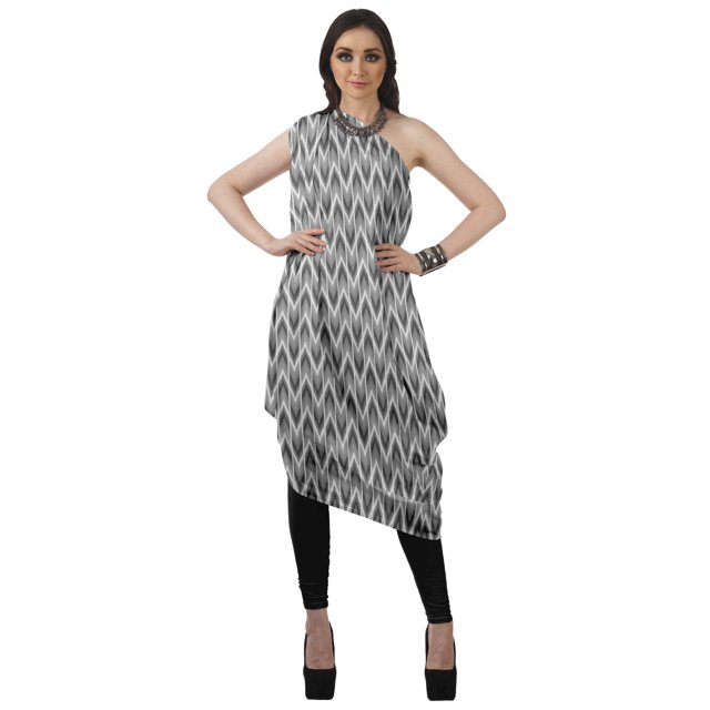 Moomaya Robe Kurti Sans Manches à une Épaule Imprimée pour Femmes, Vêtement de Créateur Boho pour Fête