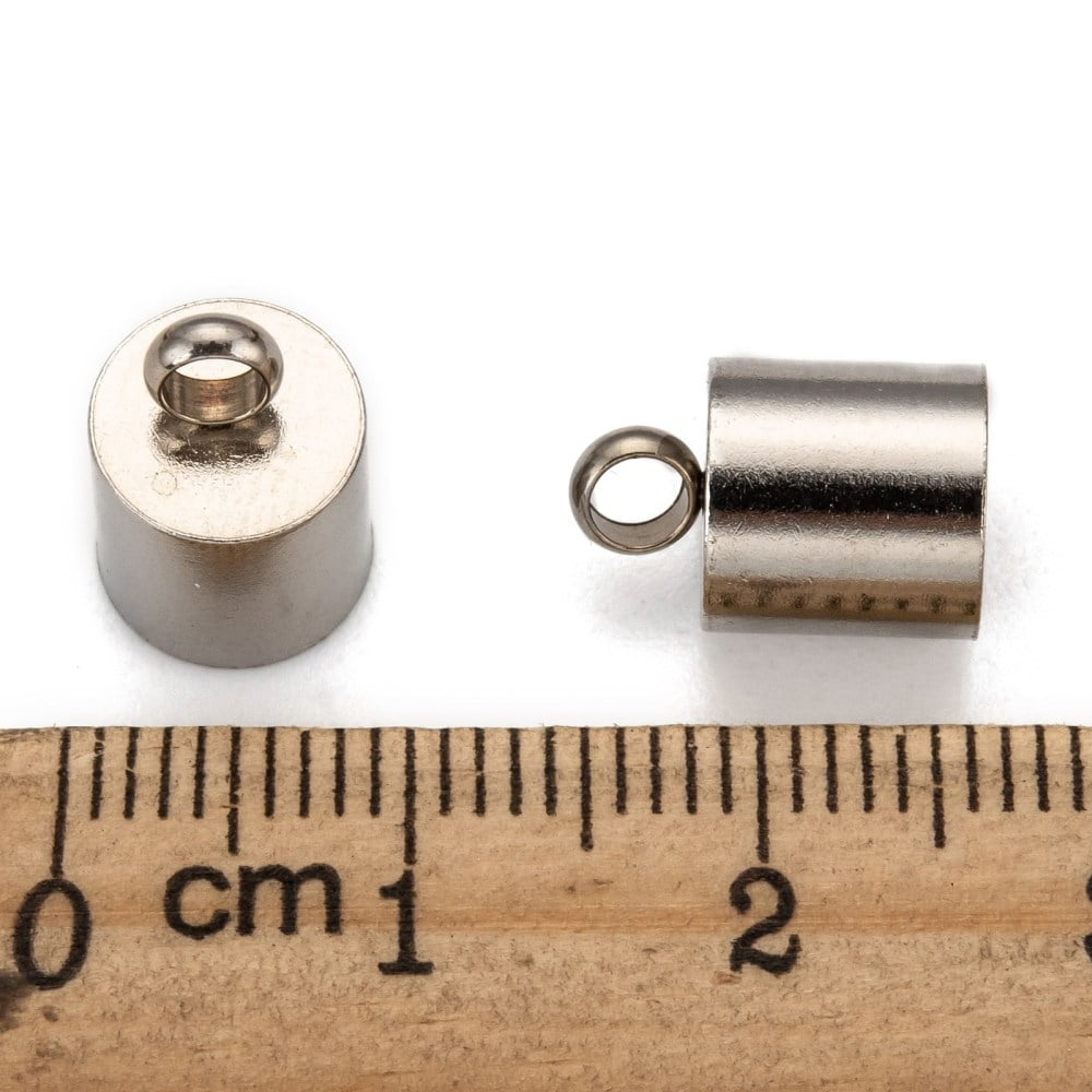 100pc Tarnish Resistant Smooth Surface 201 Stainless Steel Cord Ends End Caps Stainless Steel Color 12x8mm Hole: 2.5mm 7mm Inner Diameter