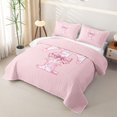 thumbnail image 3 of Manfei Pink Gingham Bow Letter T Quilt King for Girls, Cute Initial King Coverlet Set, 3 of 7