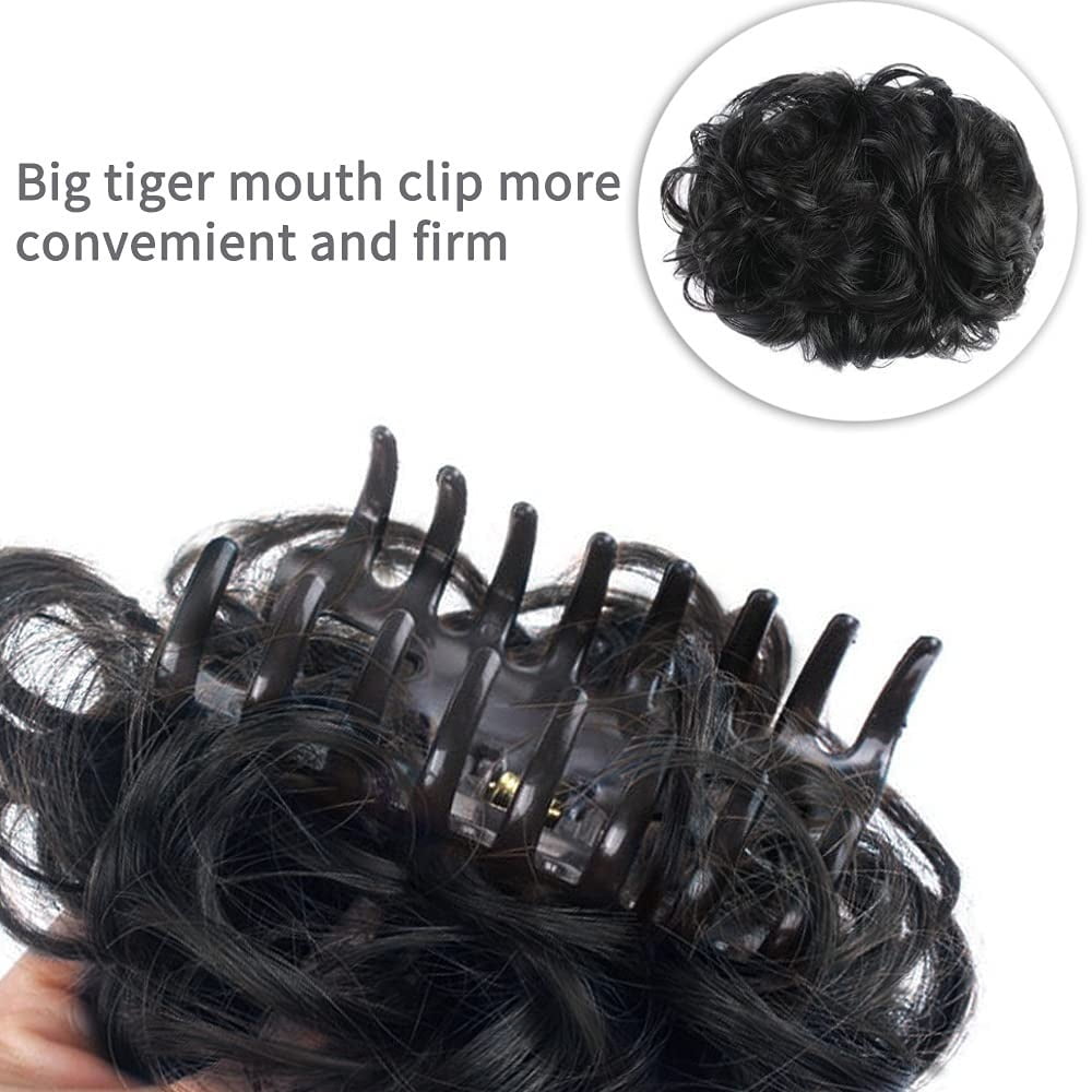 Messy Bun Hair Piece Curly Wavy Claw Clip Synthetic Fake Buns Hair Extensions for Women Daily Wear