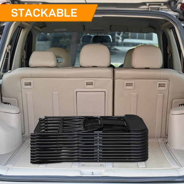10-Pack Black Plastic Folding Chairs - Stackable, Commercial-Grade, Indoor/Outdoor Seating for Parties, Weddings & Events