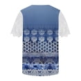 thumbnail image 5 of LYXSSBYX Womens T Shirts Graphic Tees Trendy Women's Fall and Summer Sexy Short Sleeved Neck Printed Color Lace Patchwork Fold T-Shirt Top Blouse, 5 of 5