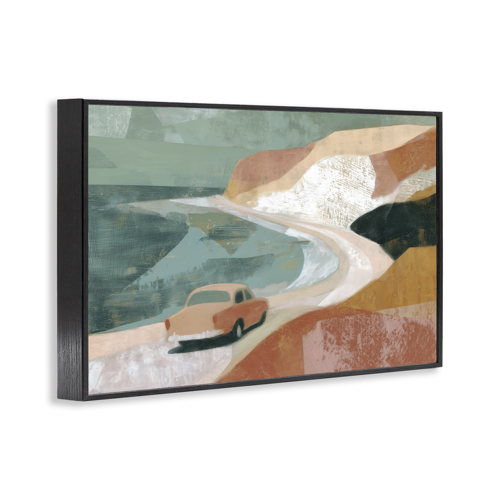 Stupell Industries Classic Car on Coastal Highway Black Framed Giclee Art, design by Chromatic Storm Studio
