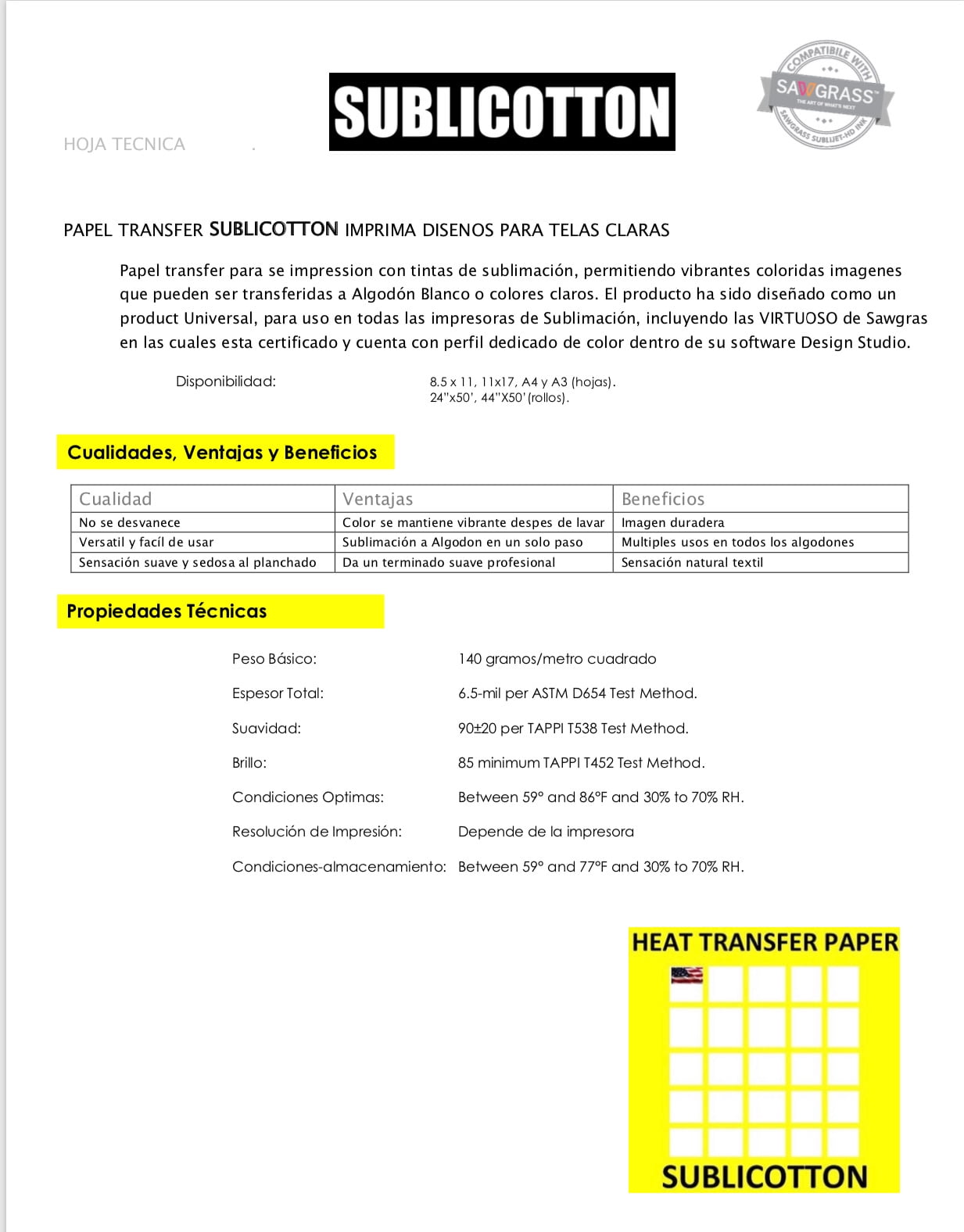100 Sheets for Dye Sublimation cotton SUBLICOTTON Heat Transfer Paper 8.5"x11" 