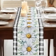 thumbnail image 3 of Table Runners 72 Inches Long Dress Scarves, Daisy Farmhouse Kitchen Table Runner, Coffee Tablerunners, Spring Floral Black Plaid Eucalyptus Leaves 18x72 Inch, 3 of 9