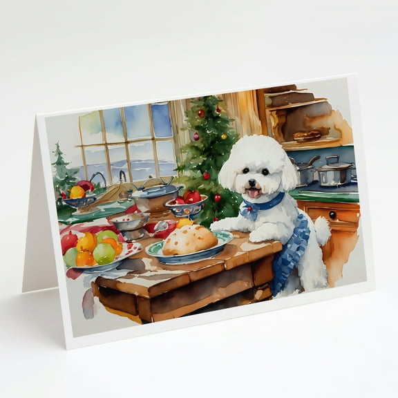 Bichon Frise Christmas Cookies Greeting Cards Pack of 8 7 in x 5 in
