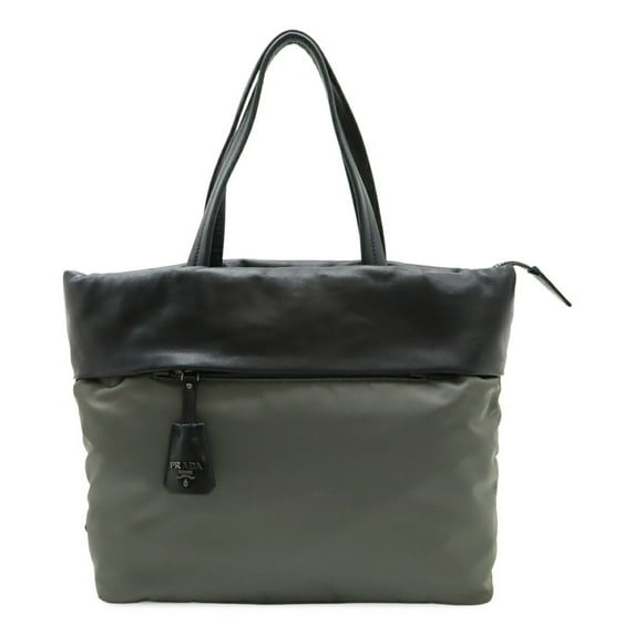 Pre-Owned PRADA Prada Tote Bag Shoulder Nylon Nappa Leather Bicolor NERO Black Grey Purchased...