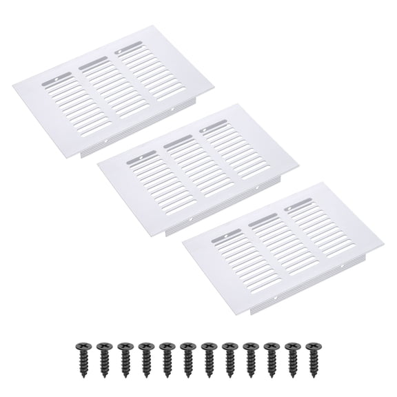 Uxcell 6 x 4 Inch Rectangle Ventilation Grille, 3PCS Aluminum Air Vent Cover, Silver