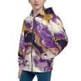 thumbnail image 2 of Pofeuu Purple Gold Marble Swirls Print Teenage Zipper Hoodie Sweatshirts Hooded Casual Jackets With Pocket For Boys Girls-Small, 2 of 6