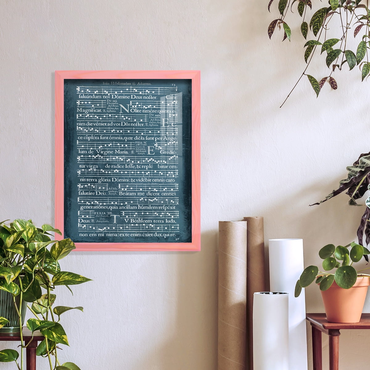 Graphic Songbook II - Framed Print w/glass - Sunset Pink