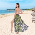 thumbnail image 6 of FORMRS Womens Long Sarong Beach Wrap Semi-Sheer Bikini Skirt Bathing Swimsuit Cover Up, Gray Floral, 6 of 7