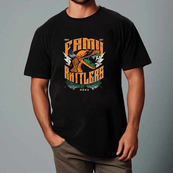 Famu Florida A&M Vintage HBCU Rattlers Pride Fan Graphic Unisex T-shirt, for men & women, up to size 5XL