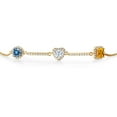 thumbnail image 2 of Gem Stone King 18K Yellow Gold Plated Silver Bracelet Persian Blue and White Moissanite (1.52 Cttw), 2 of 4