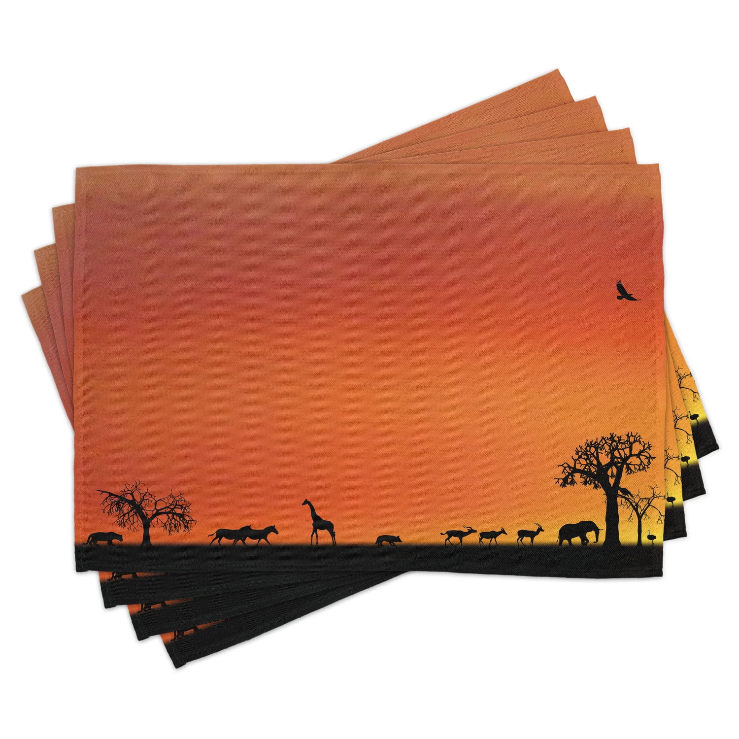 Africa Placemats Set of 4 Panorama of Safari Animals Gulls Reflections