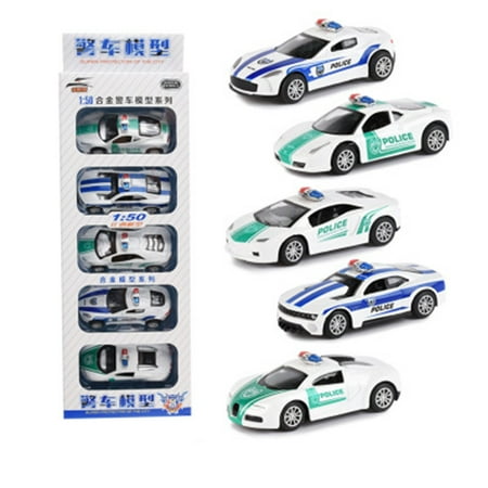 Mini Alloy Car Model Toys Set Sports Car/Police Car/Fire Fighting Truck/Military Vehicles/Engineering Vehicles Pull Back Car Toy for Gift Collection Style:Police