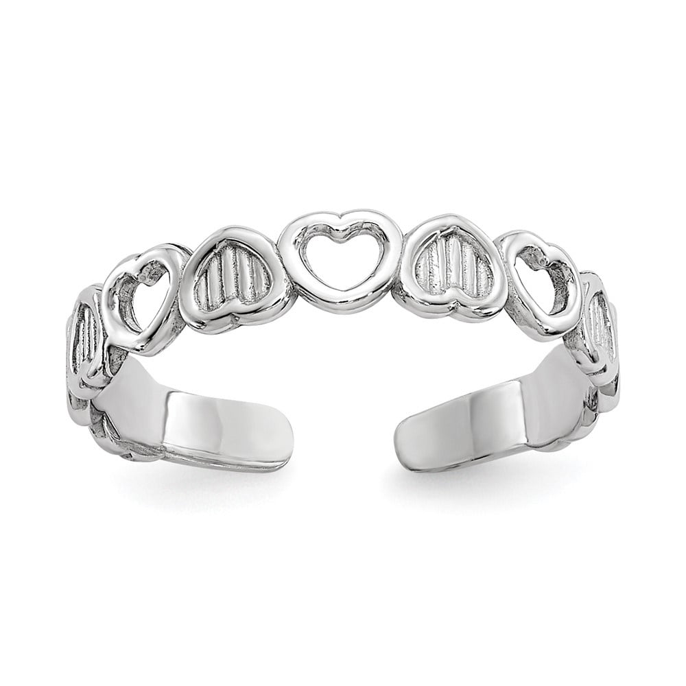 Auriga 14k White Gold Hearts Toe Ring for Women