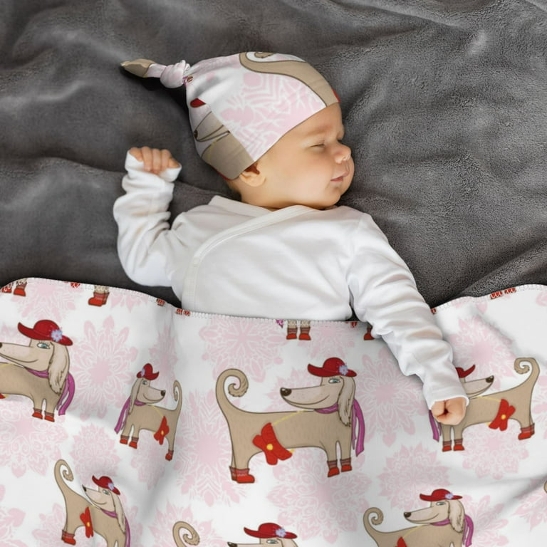 Fotbe Dachshund Dog Puppy Printed Baby Swaddle Blanket and Headband Set Newborn Receiving Blanket Swaddle Wrap Swaddling Blankets Neutral for Newborn 35.4 35.4 inches Walmart
