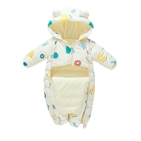 

Grianlook Baby Warm Heart Printed Winter Outwear Outfits One Piece Buttons Hooded Jumpsuit Party Long Sleeve Puffer Jumpsuits Beige 80cm