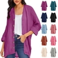 thumbnail image 3 of Gmluru Women'S Lightweight Cardigan Long Sleeved Loose And Casual Solid Color Button Shirt Tops Purple 2XL, 3 of 6