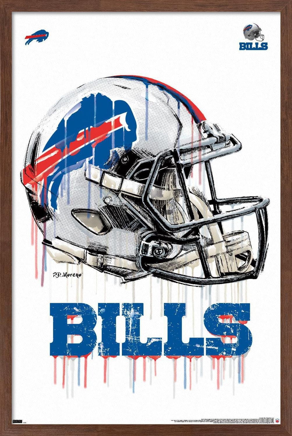 NFL Buffalo Bills - Drip Helmet 20 Wall Poster with Magnetic Frame, 22.375" x 34"
