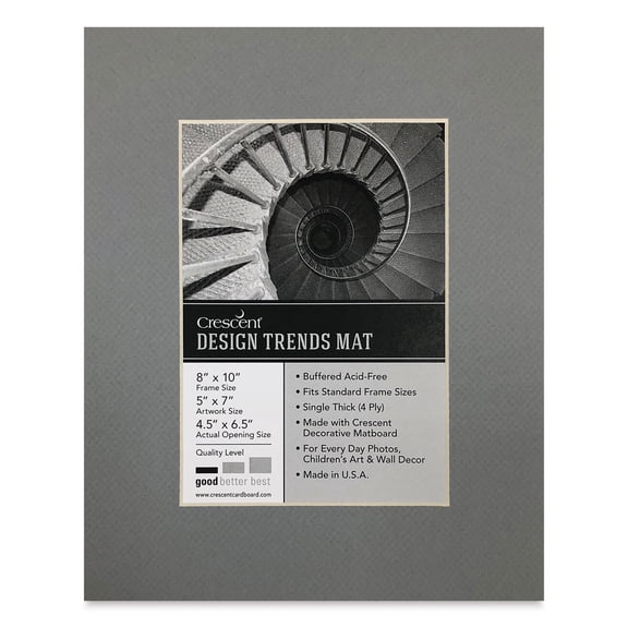 Crescent Pre-Cut Mat - Bar Harbor Gray, 8" x 10" (4-1/2" x 6-1/2" Opening)