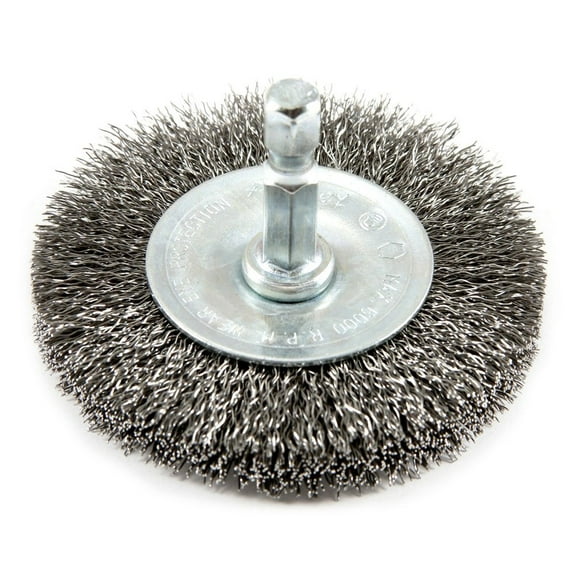 Forney 72734 Wire Wheel Brush, Fine Crimped with 1/4-Inch Hex Shank, 2-1/2-Inch-by-.008-Inch