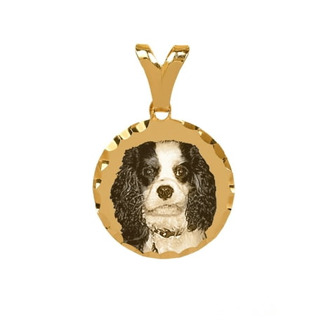 - Personalized Gold Plated, 10k or 14k Round Black and White Charm With Diamond Cut Border