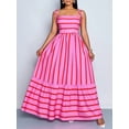 thumbnail image 2 of Plus Size Pink Striped Maxi Dress With Flounce Hem Sleeveless Spaghetti Strap Woven Fabric Casual Summer Dress, 2 of 6