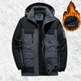 thumbnail image 2 of Men's Ski Snow Jacket Warm Winter Waterproof Coat Color Block Snowboard Rain Jacket Hooded Windproof Windbreaker Grey 5XL, 2 of 4