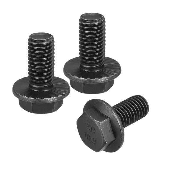 Unique Bargains M12x25mm Hex Serrated Flange Bolts 10.9 Grade Carbon Steel Screws 3 Pack