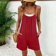 thumbnail image 2 of YHAJDS Womens Rompers Solid Suspenders Overall Shorts Casual Summer Vacation Wear, 2 of 7